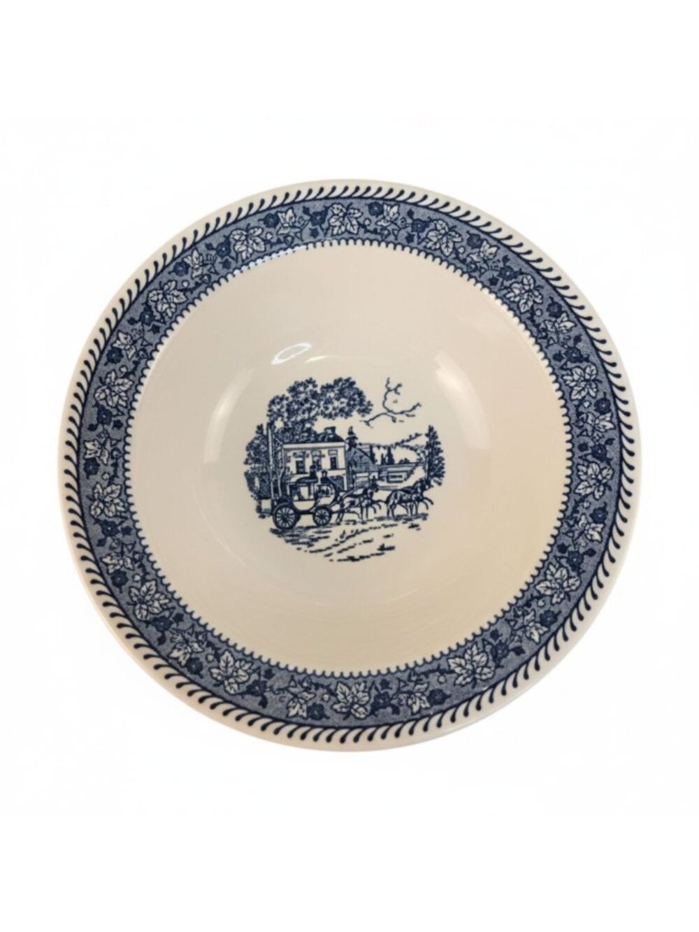 Vintage Homer Laughlin Stratwood Bowl Blue Transferware Shakespeare Country Iron